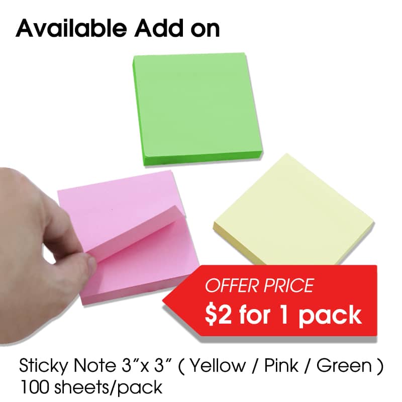 3x Sticky Note 3x3inch (100 Sheets/Pack)  [select color in memo]